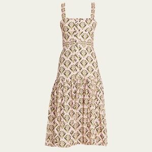 AGUA BY AGUA BENDITA
Nispero Tiered Floral-Print Linen Midi Dress